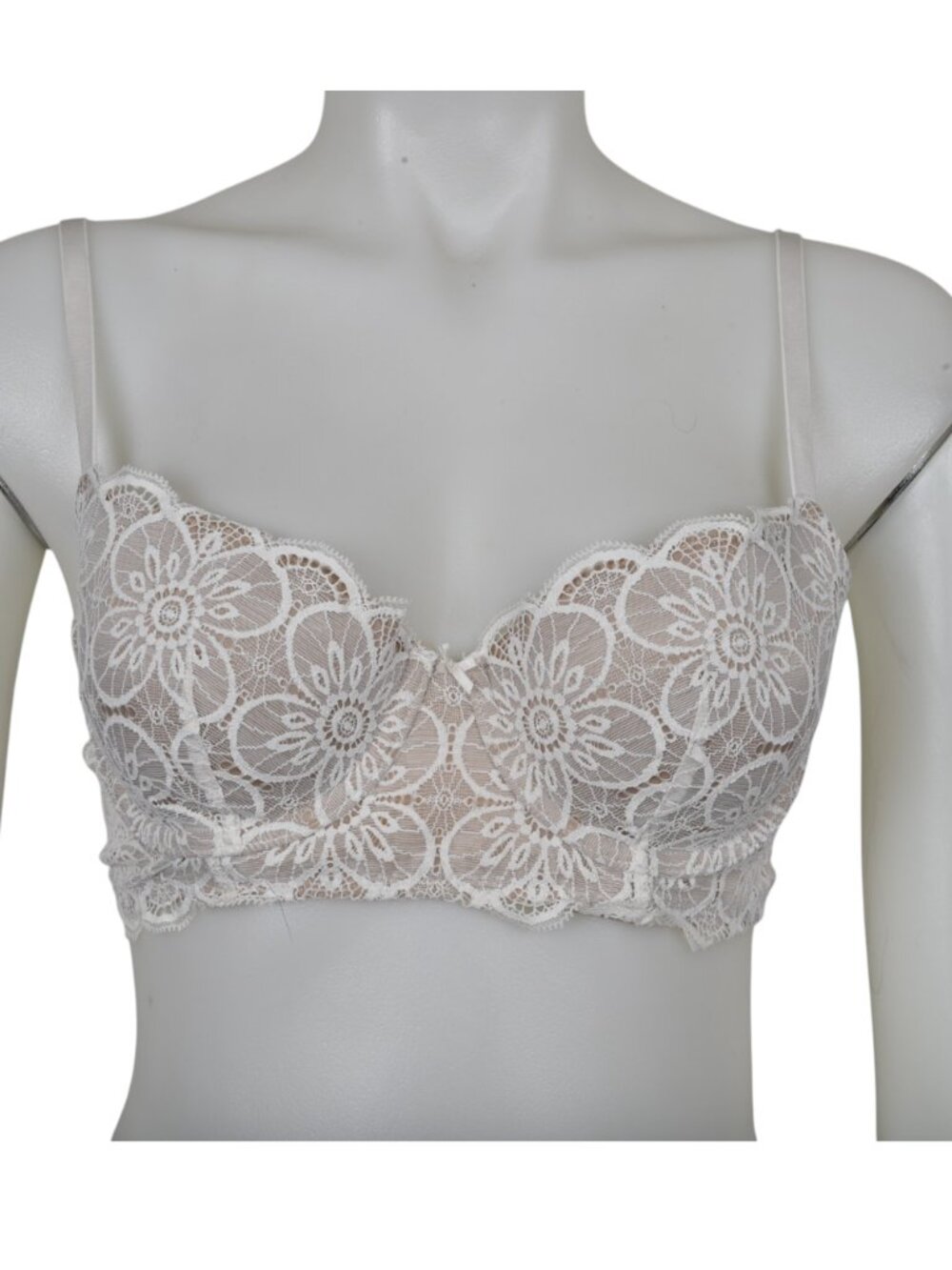 Aerie Balconette Lace Bra Cream Underwire Floral Size 36B